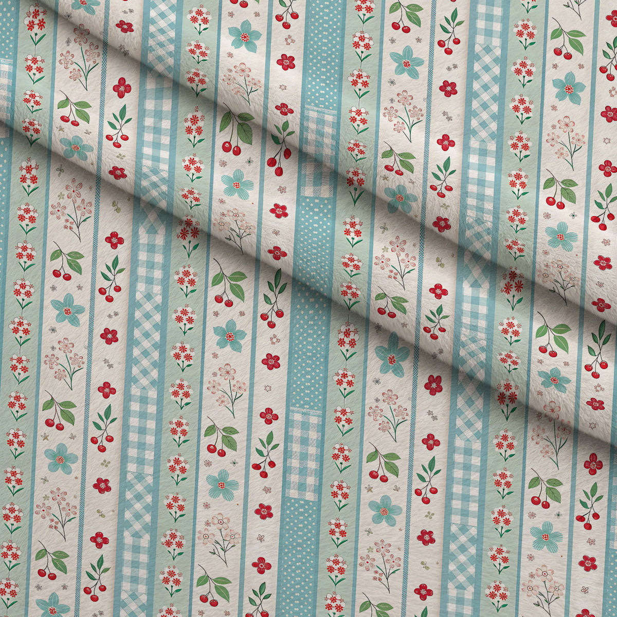 Ribbon Orchard Pattern 13 Fleece Fabric — fleece fabric folded close-up preview (mv-fleece-v1:lying)
