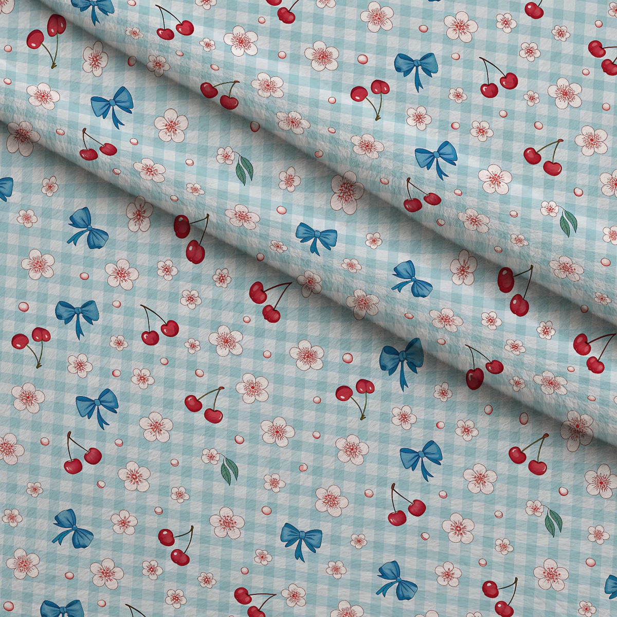 Ribbon Orchard Pattern 17 Fleece Fabric — fleece fabric folded close-up preview (mv-fleece-v1:lying)