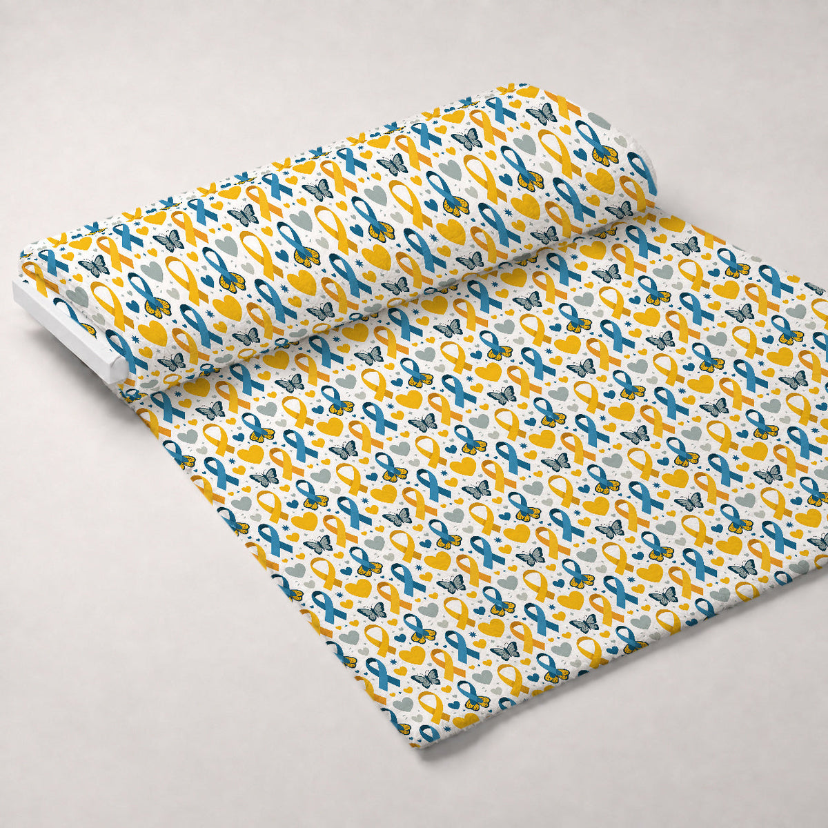 Ribbons of Hope Pattern 1 Fleece Fabric — fleece fabric unrolled bolt preview (mv-fleece-v1:bolt)