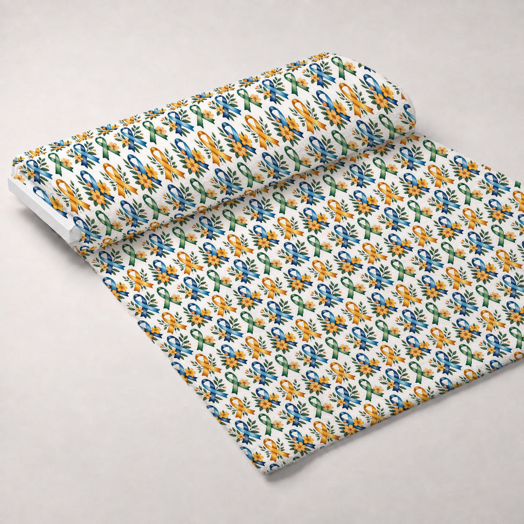 Ribbons of Hope Pattern 11 Fleece Fabric — fleece fabric unrolled bolt preview (mv-fleece-v1:bolt)