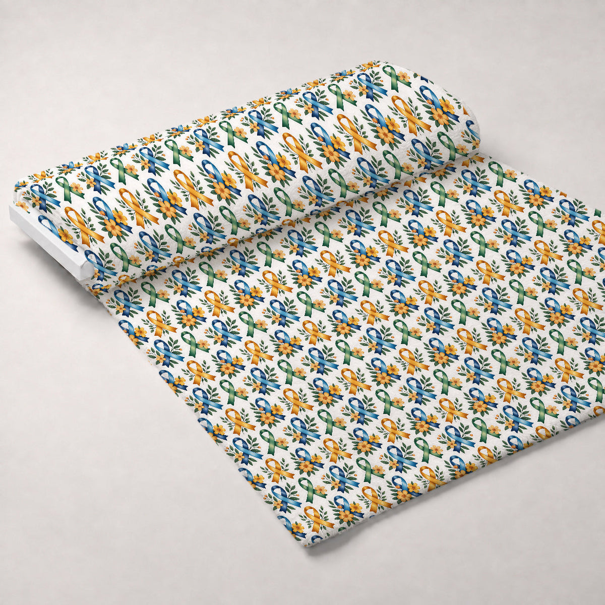 Ribbons of Hope Pattern 11 Fleece Fabric — fleece fabric unrolled bolt preview (mv-fleece-v1:bolt)