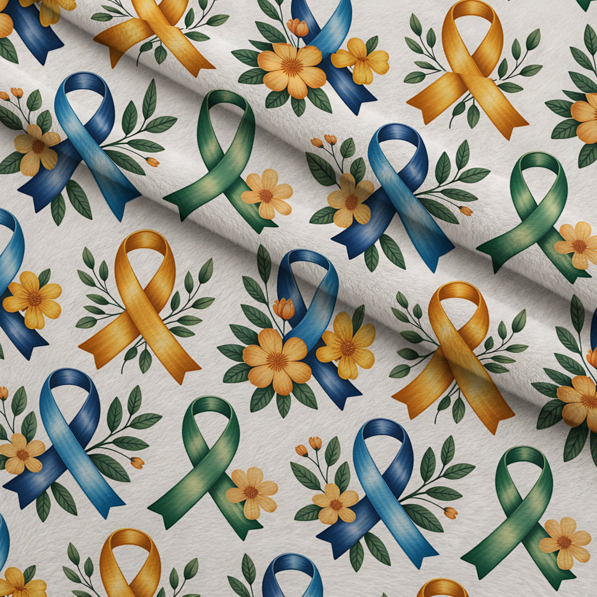 Ribbons of Hope Pattern 11 Fleece Fabric — fleece fabric folded close-up preview (mv-fleece-v1:lying)