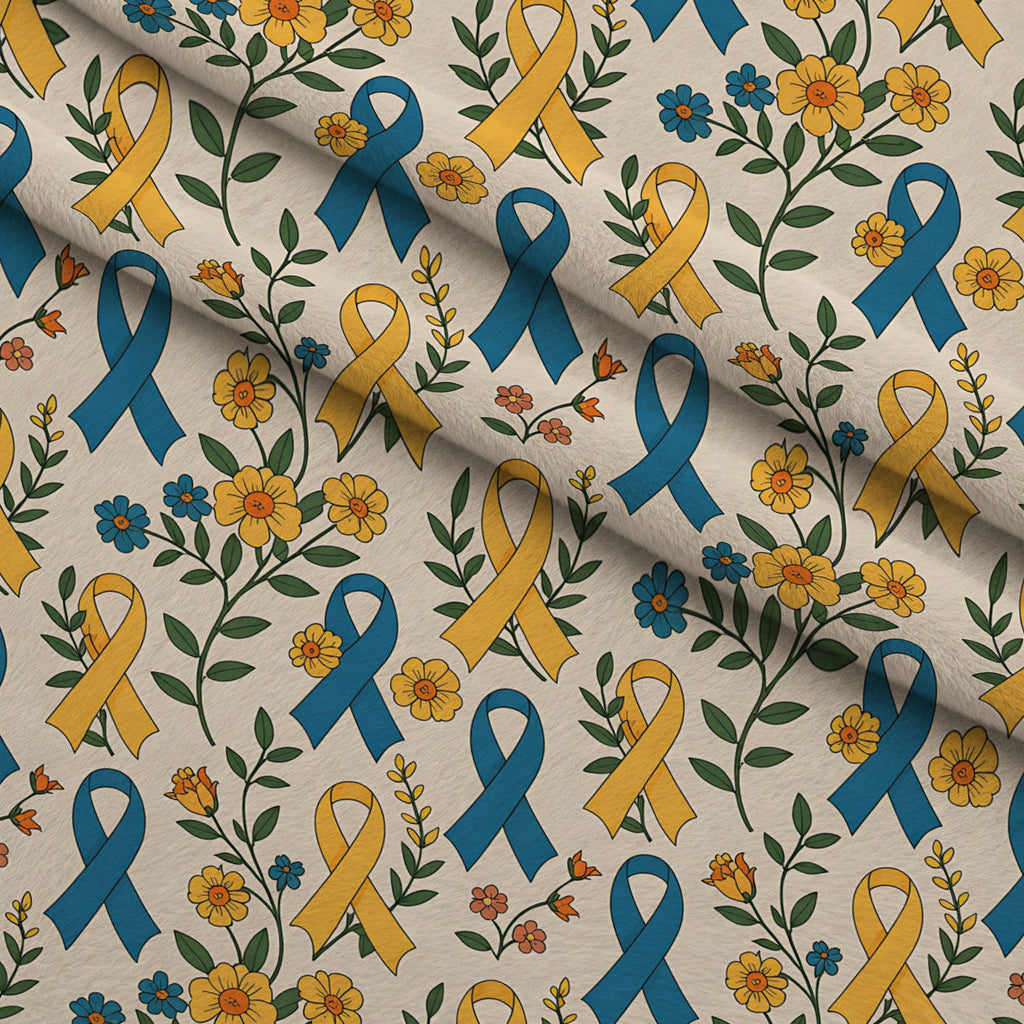 Ribbons of Hope Pattern 12 Fleece Fabric — fleece fabric folded close-up preview (mv-fleece-v1:lying)