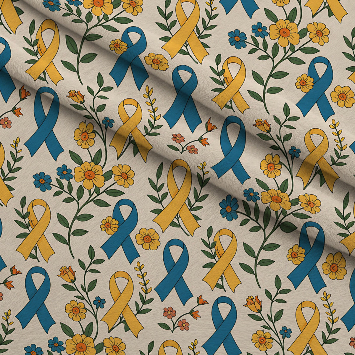 Ribbons of Hope Pattern 12 Fleece Fabric — fleece fabric folded close-up preview (mv-fleece-v1:lying)