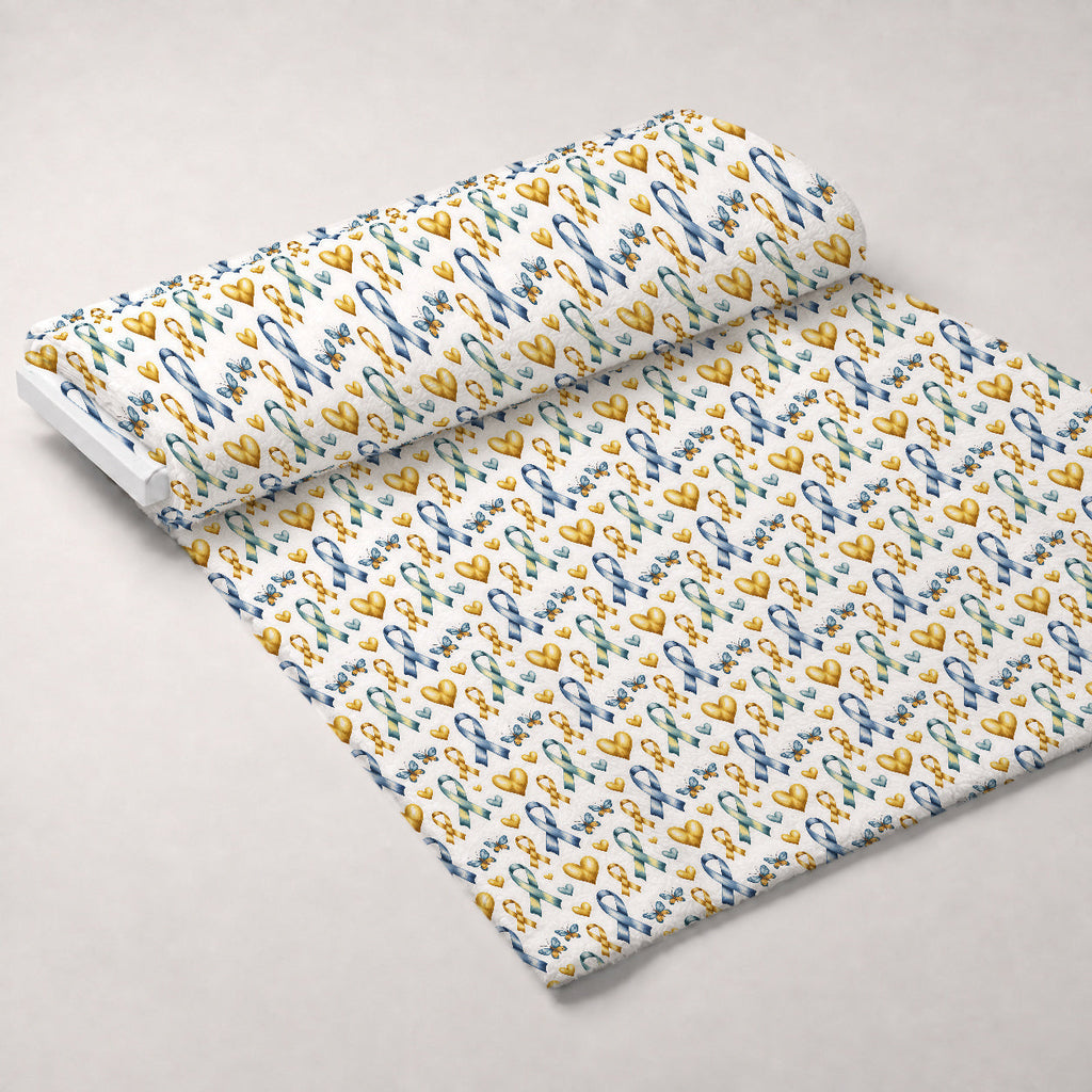 Ribbons of Hope Pattern 13 Fleece Fabric — fleece fabric unrolled bolt preview (mv-fleece-v1:bolt)