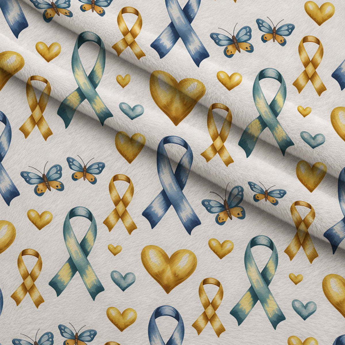 Ribbons of Hope Pattern 13 Fleece Fabric — fleece fabric folded close-up preview (mv-fleece-v1:lying)