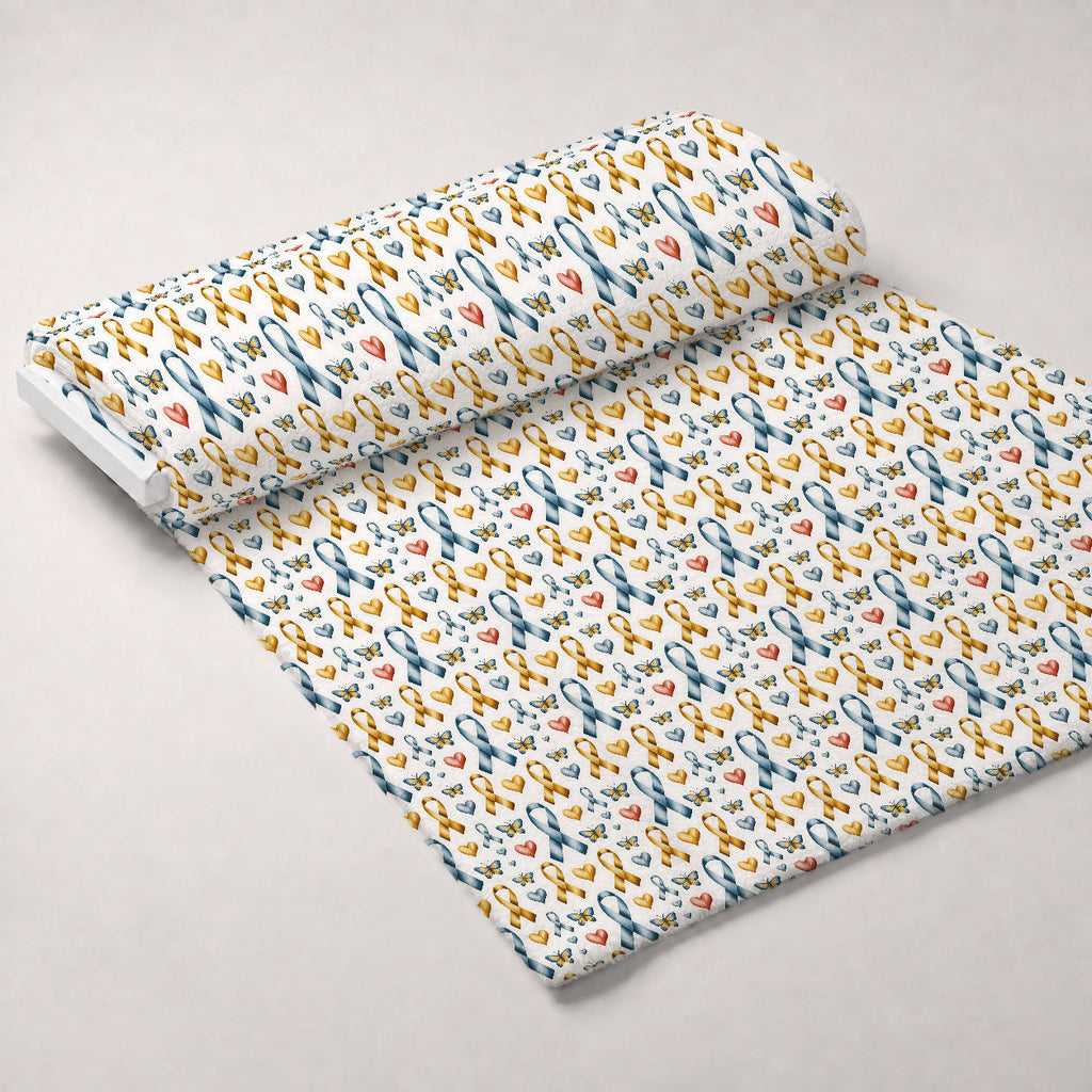 Ribbons of Hope Pattern 14 Fleece Fabric — fleece fabric unrolled bolt preview (mv-fleece-v1:bolt)