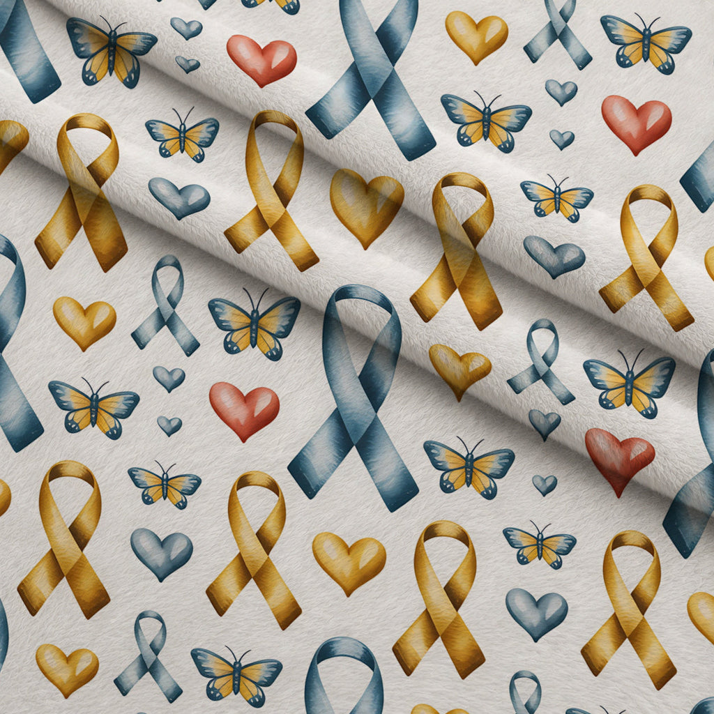 Ribbons of Hope Pattern 14 Fleece Fabric — fleece fabric folded close-up preview (mv-fleece-v1:lying)