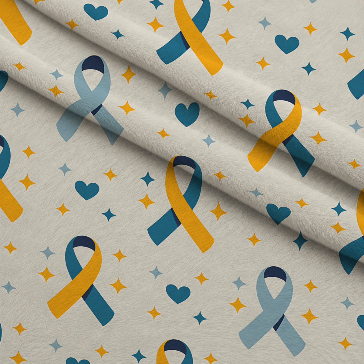 Ribbons of Hope Pattern 2 Fleece Fabric — fleece fabric folded close-up preview (mv-fleece-v1:lying)