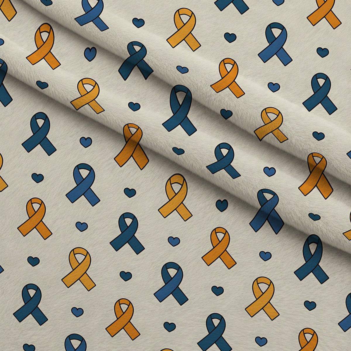 Ribbons of Hope Pattern 26 Fleece Fabric — fleece fabric folded close-up preview (mv-fleece-v1:lying)