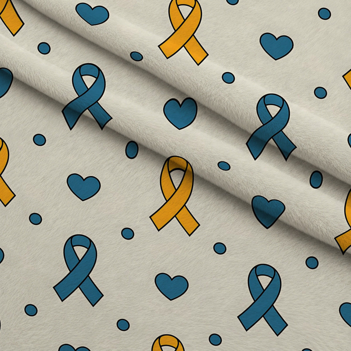 Ribbons of Hope Pattern 27 Fleece Fabric — fleece fabric folded close-up preview (mv-fleece-v1:lying)