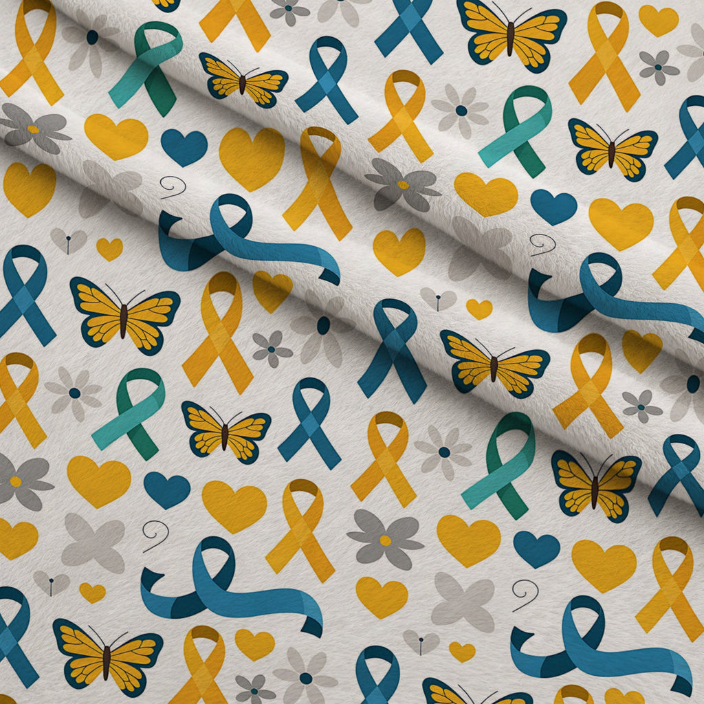 Ribbons of Hope Pattern 29 Fleece Fabric — fleece fabric folded close-up preview (mv-fleece-v1:lying)
