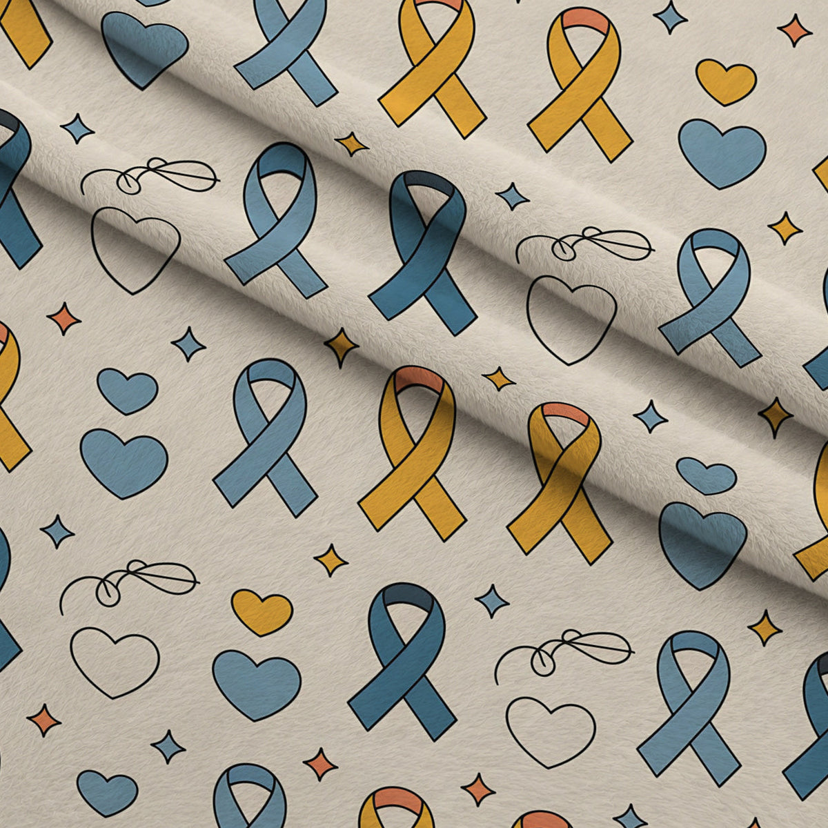 Ribbons of Hope Pattern 6 Fleece Fabric — fleece fabric folded close-up preview (mv-fleece-v1:lying)