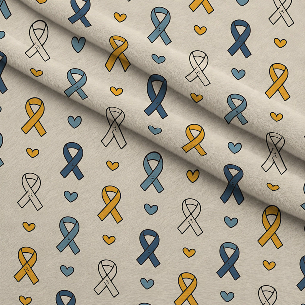 Ribbons of Hope Pattern 7 Fleece Fabric — fleece fabric folded close-up preview (mv-fleece-v1:lying)