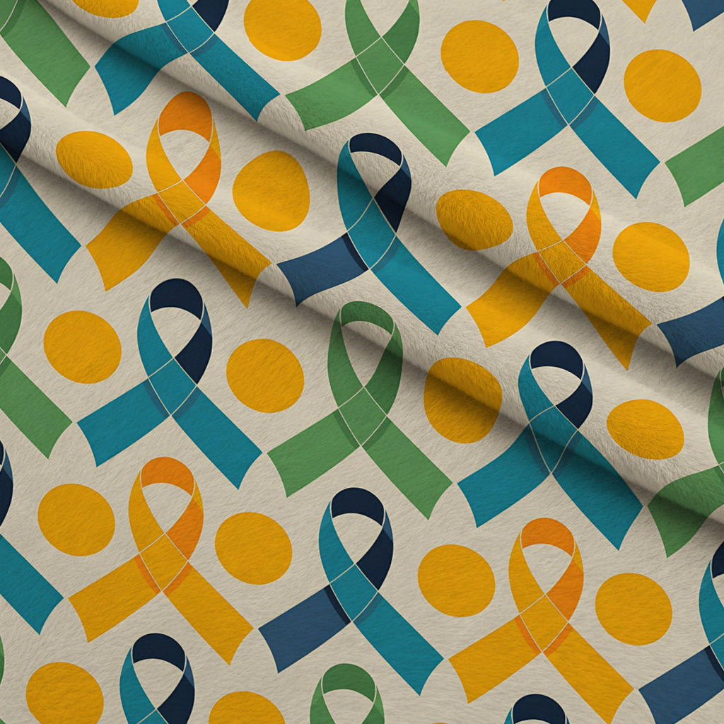 Ribbons of Hope Pattern 8 Fleece Fabric — fleece fabric folded close-up preview (mv-fleece-v1:lying)