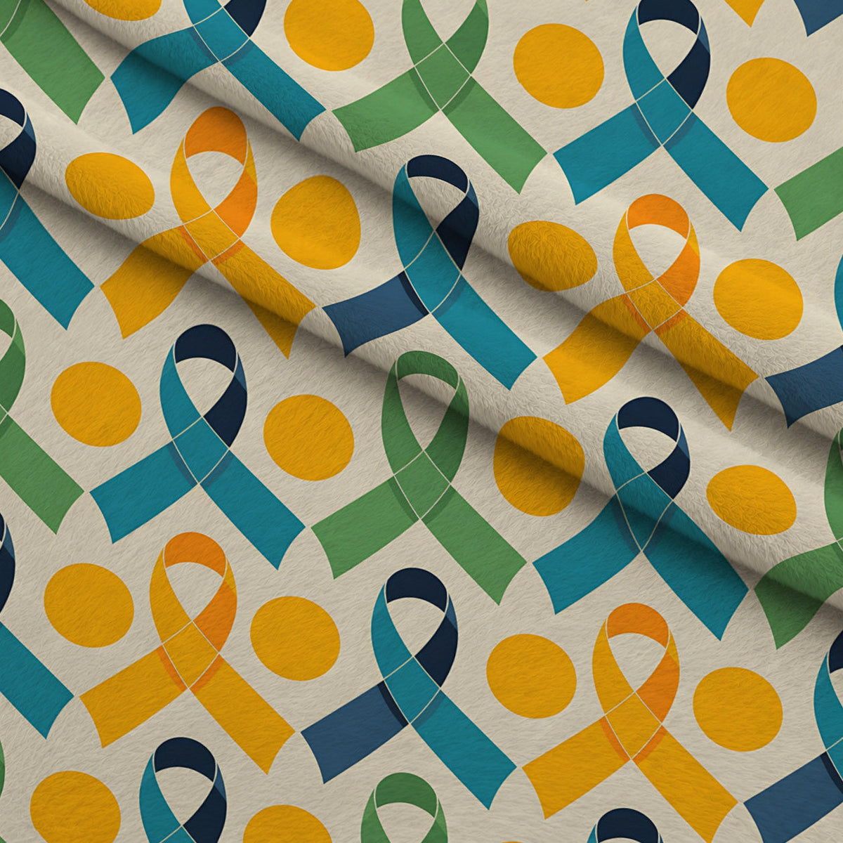 Ribbons of Hope Pattern 8 Fleece Fabric — fleece fabric folded close-up preview (mv-fleece-v1:lying)