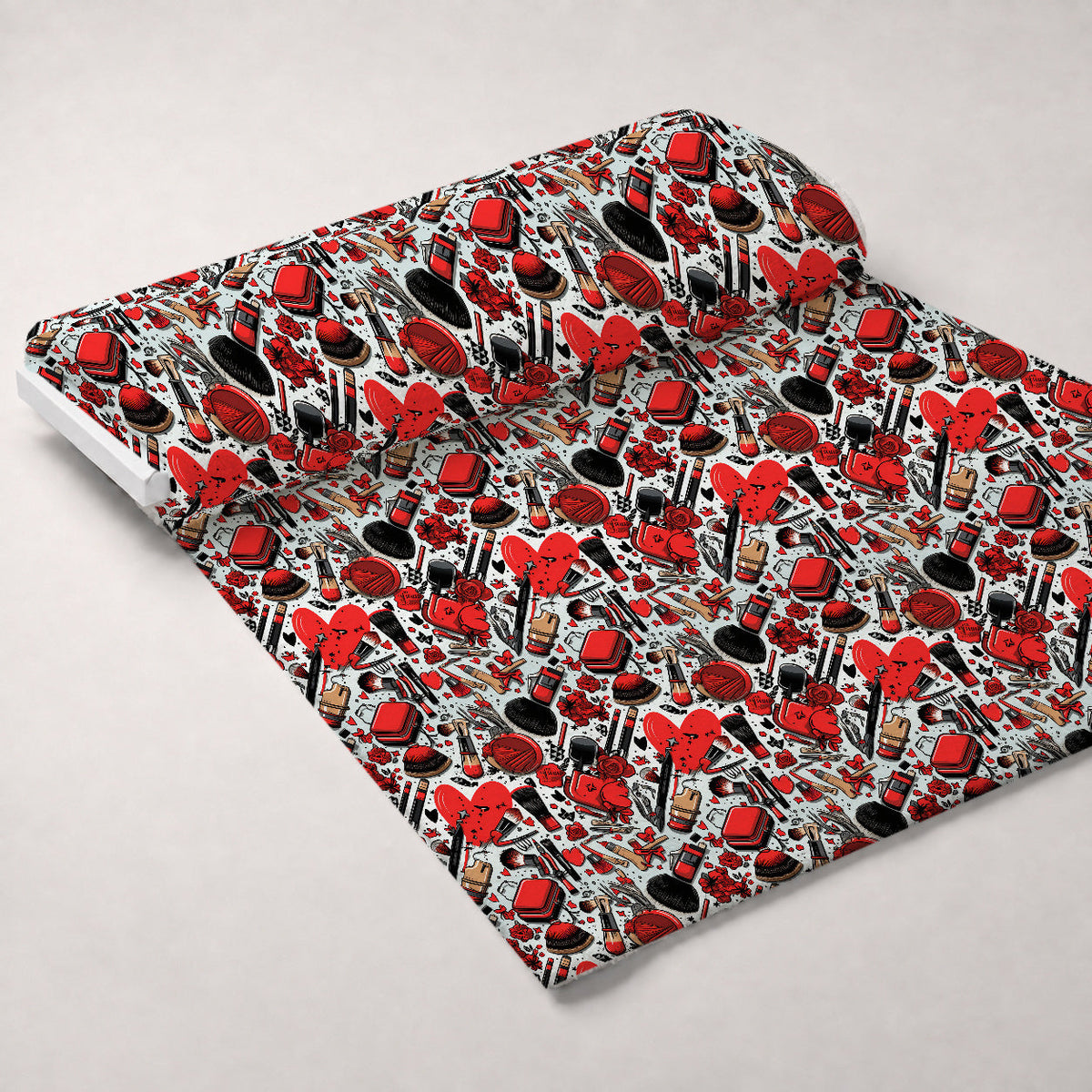 Rockabilly Rouge Pattern 1 Fleece Fabric — fleece fabric unrolled bolt preview (mv-fleece-v1:bolt)
