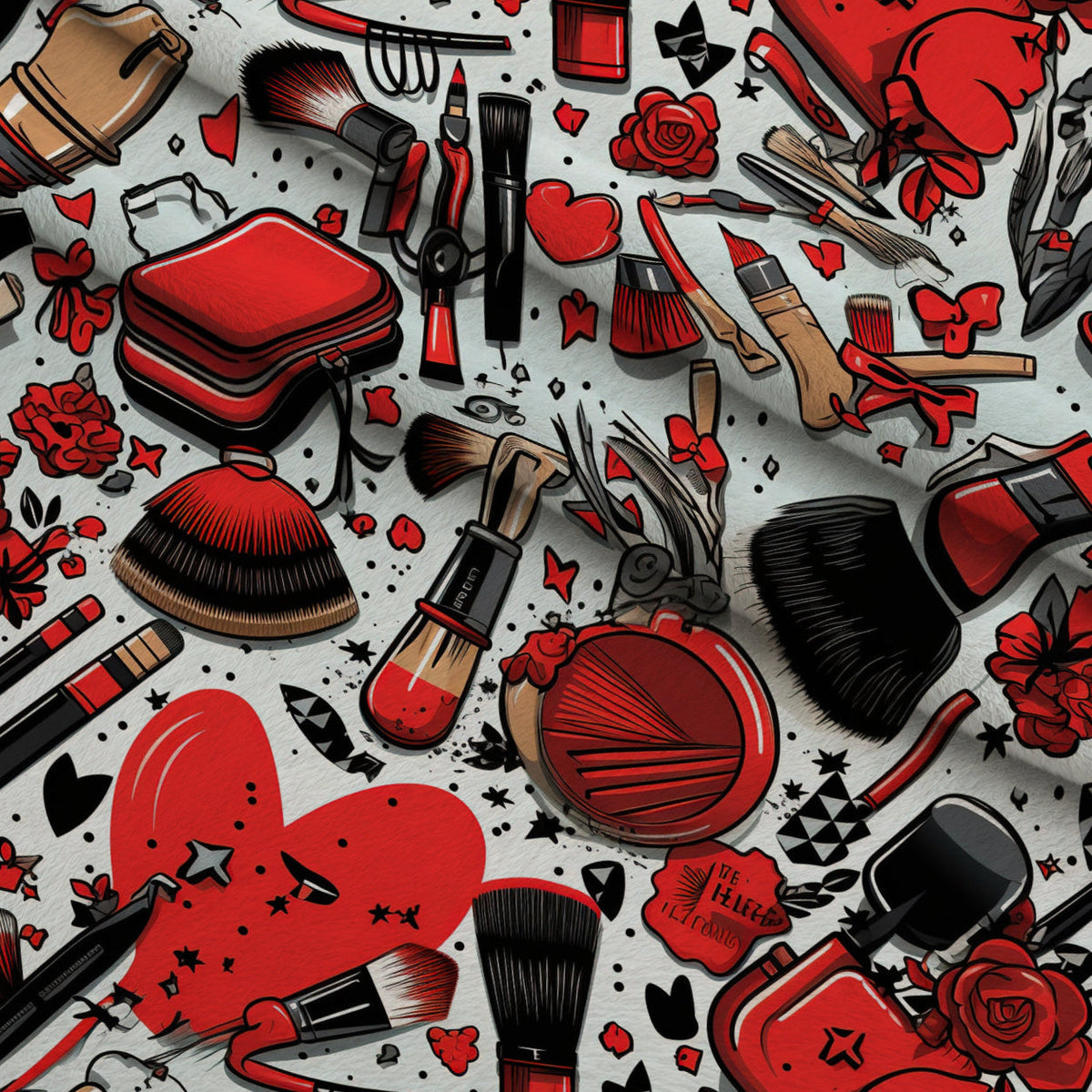 Rockabilly Rouge Pattern 1 Fleece Fabric — fleece fabric folded close-up preview (mv-fleece-v1:lying)