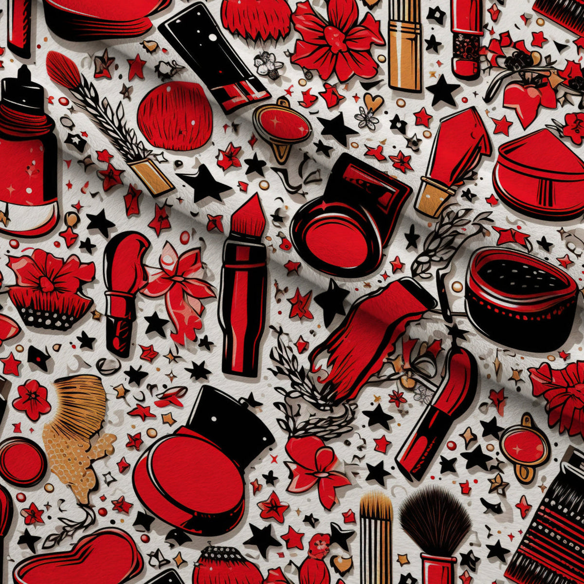 Rockabilly Rouge Pattern 10 Fleece Fabric — fleece fabric folded close-up preview (mv-fleece-v1:lying)