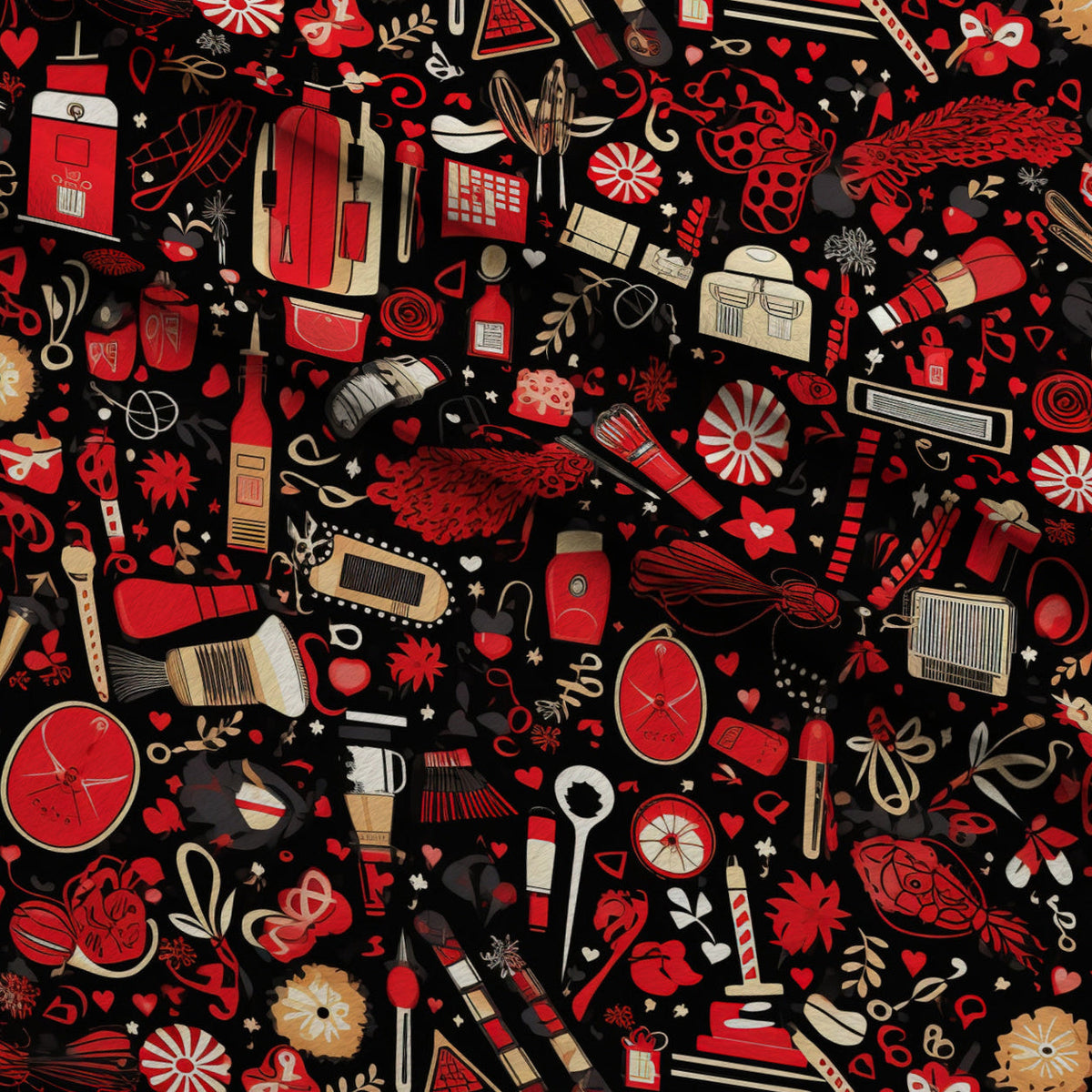 Rockabilly Rouge Pattern 11 Fleece Fabric — fleece fabric folded close-up preview (mv-fleece-v1:lying)