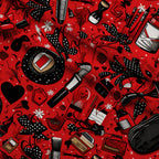 Rockabilly Rouge Pattern 2 Fleece Fabric — fleece fabric folded close-up preview (mv-fleece-v1:lying)