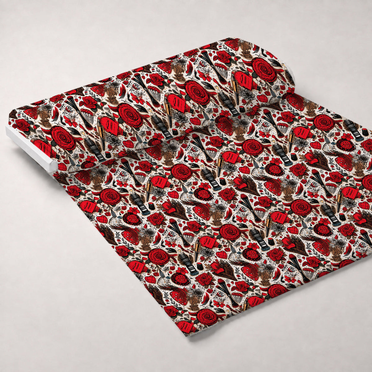 Rockabilly Rouge Pattern 3 Fleece Fabric — fleece fabric unrolled bolt preview (mv-fleece-v1:bolt)