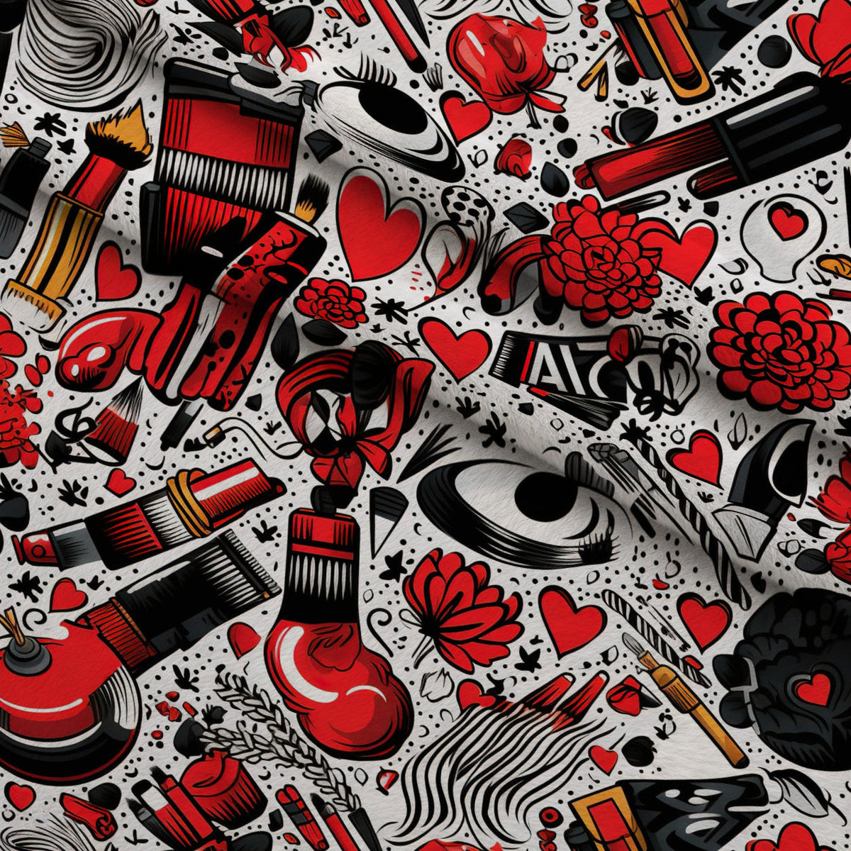Rockabilly Rouge Pattern 4 Fleece Fabric — fleece fabric folded close-up preview (mv-fleece-v1:lying)
