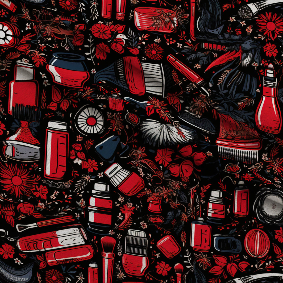 Rockabilly Rouge Pattern 6 Fleece Fabric — fleece fabric folded close-up preview (mv-fleece-v1:lying)