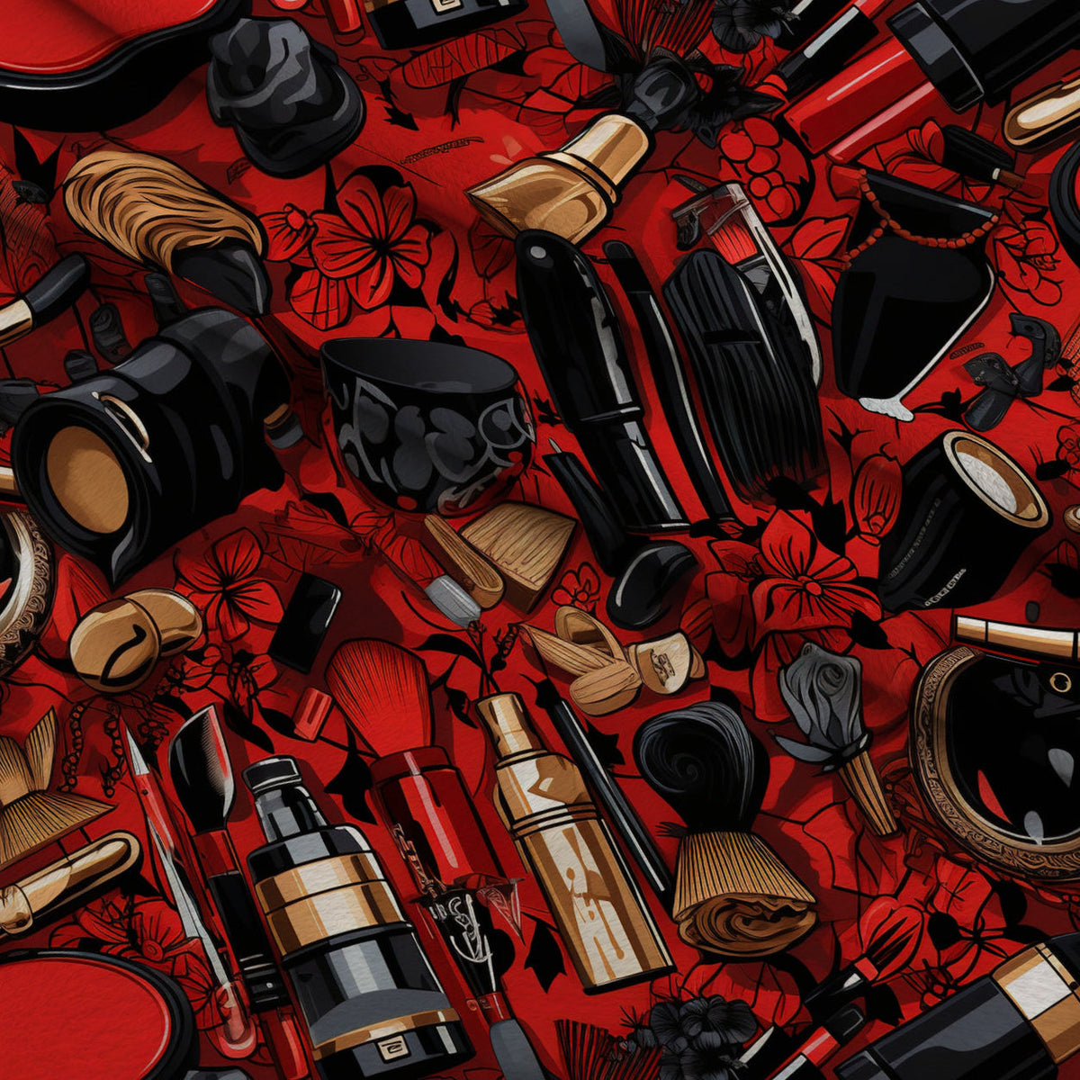 Rockabilly Rouge Pattern 7 Fleece Fabric — fleece fabric folded close-up preview (mv-fleece-v1:lying)
