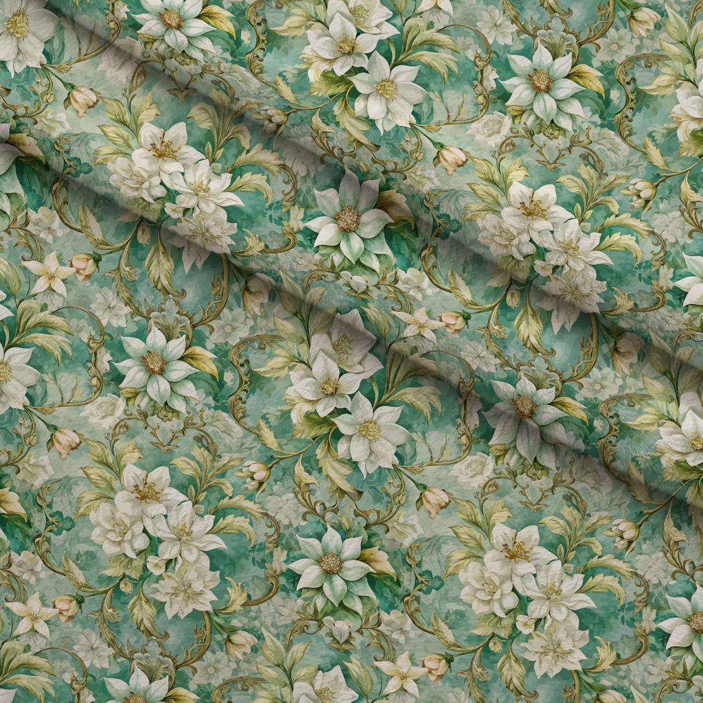 Rococo Blooms Pattern 103 Fleece Fabric — fleece fabric folded close-up preview (mv-fleece-v1:lying)