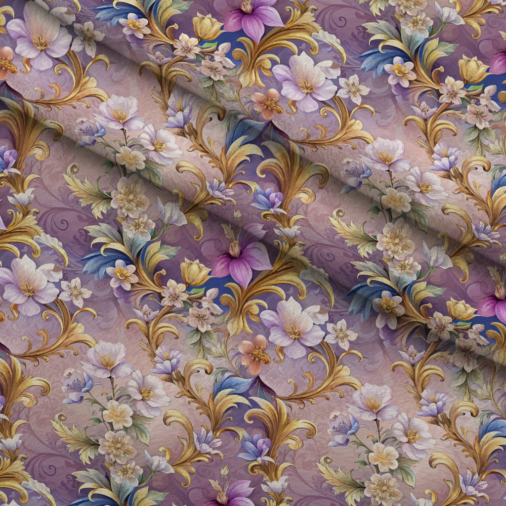 Rococo Blooms Pattern 106 Fleece Fabric — fleece fabric folded close-up preview (mv-fleece-v1:lying)