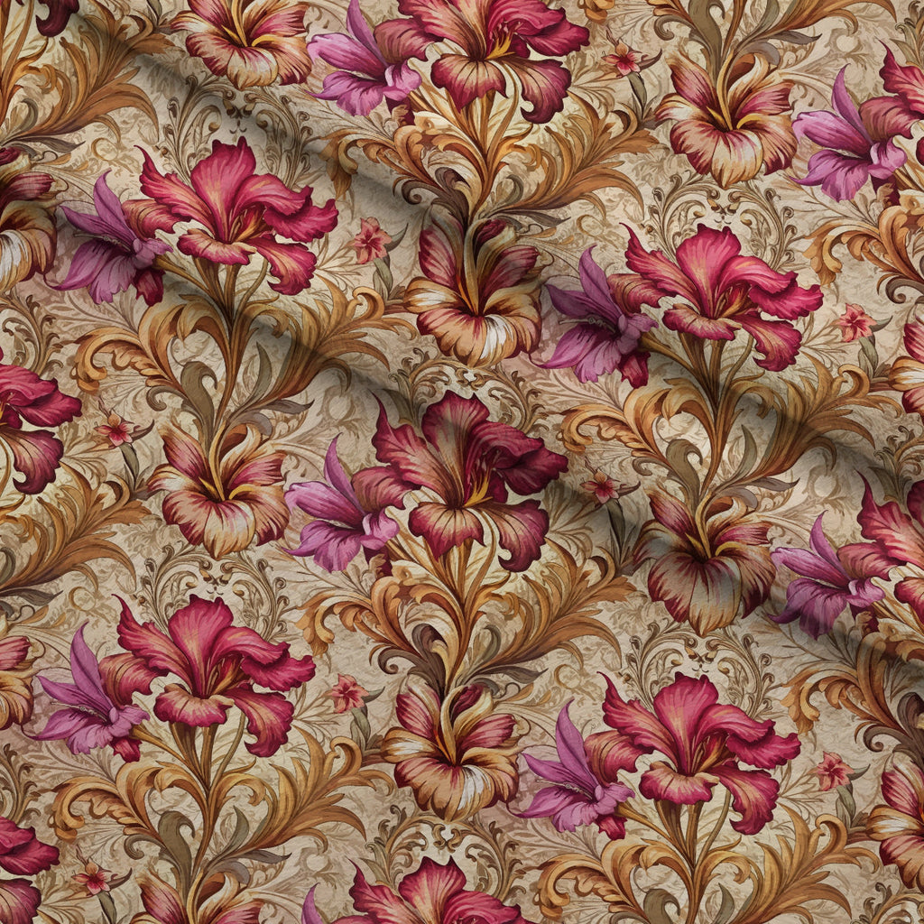 Rococo Blooms Pattern 111 Fleece Fabric — fleece fabric folded close-up preview (mv-fleece-v1:lying)
