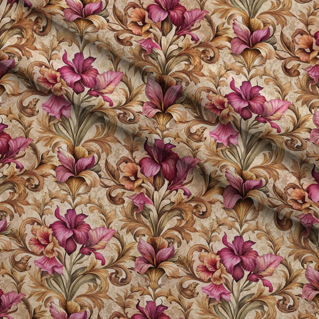 Rococo Blooms Pattern 113 Fleece Fabric — fleece fabric folded close-up preview (mv-fleece-v1:lying)
