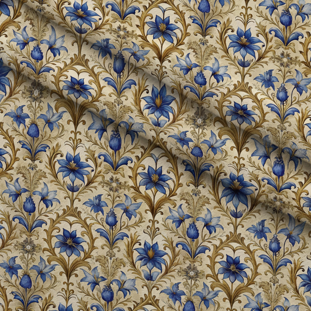 Rococo Blooms Pattern 119 Fleece Fabric — fleece fabric folded close-up preview (mv-fleece-v1:lying)