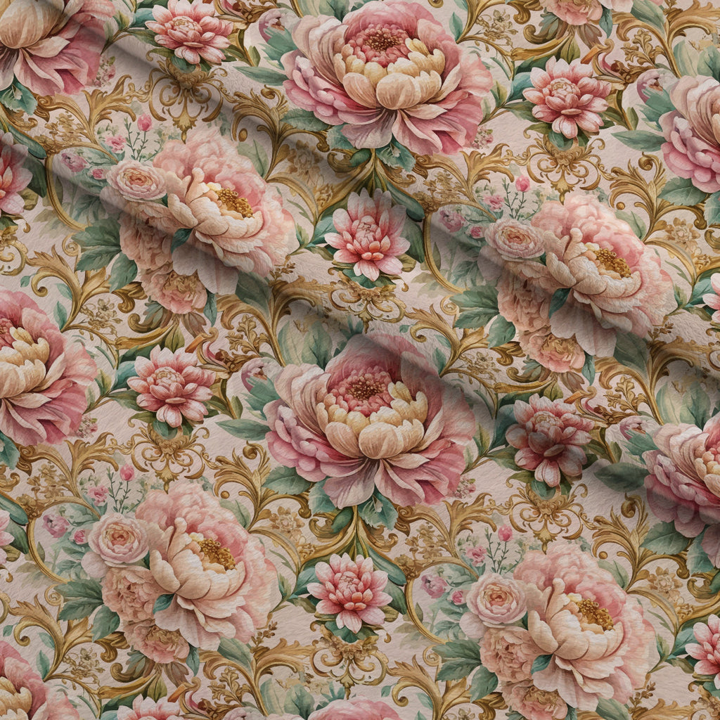 Rococo Blooms Pattern 122 Fleece Fabric — fleece fabric folded close-up preview (mv-fleece-v1:lying)