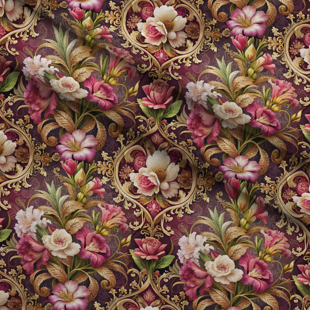 Rococo Blooms Pattern 14 Fleece Fabric — fleece fabric folded close-up preview (mv-fleece-v1:lying)