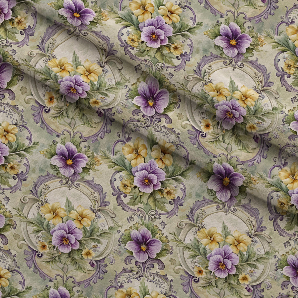 Rococo Blooms Pattern 170 Fleece Fabric — fleece fabric folded close-up preview (mv-fleece-v1:lying)