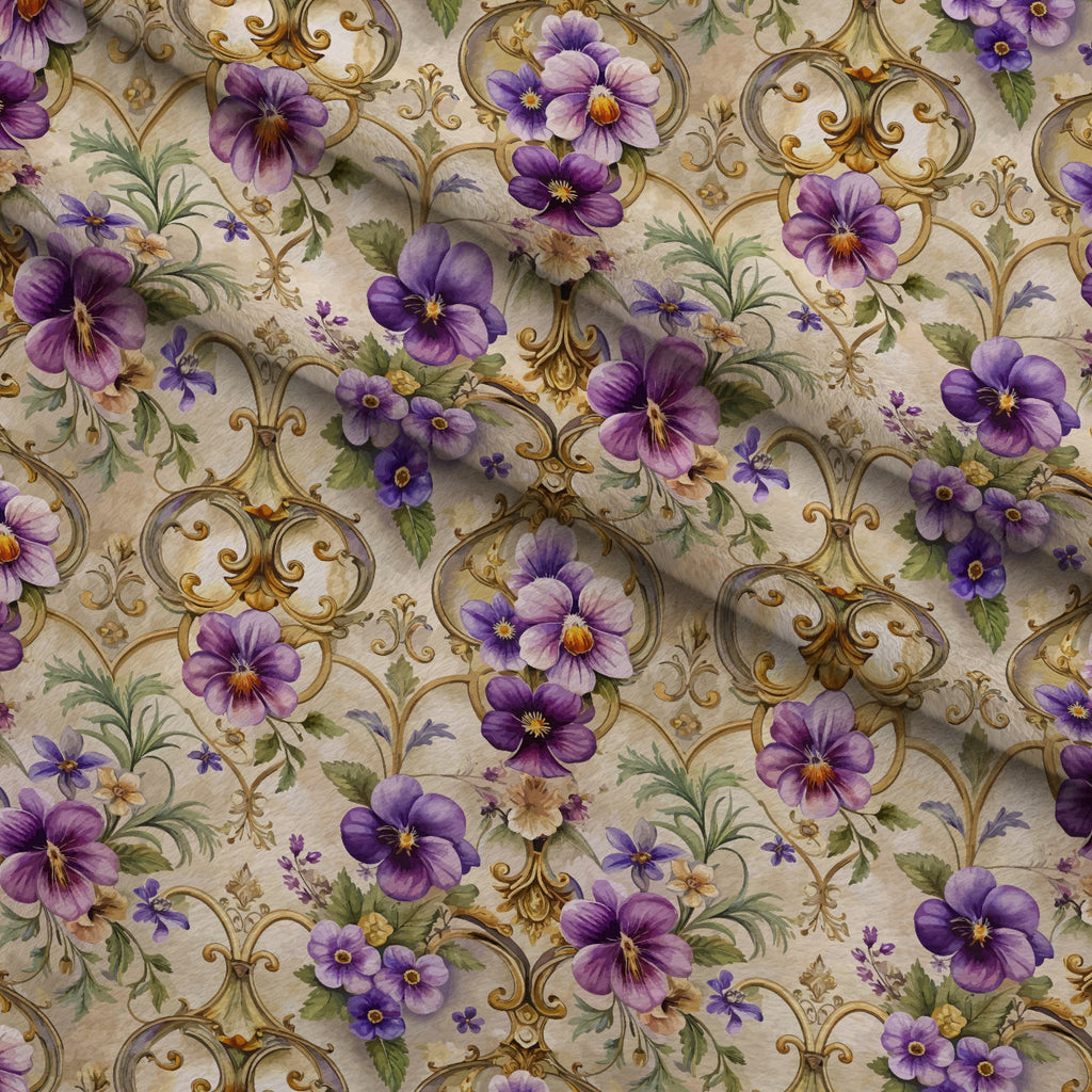 Rococo Blooms Pattern 171 Fleece Fabric — fleece fabric folded close-up preview (mv-fleece-v1:lying)