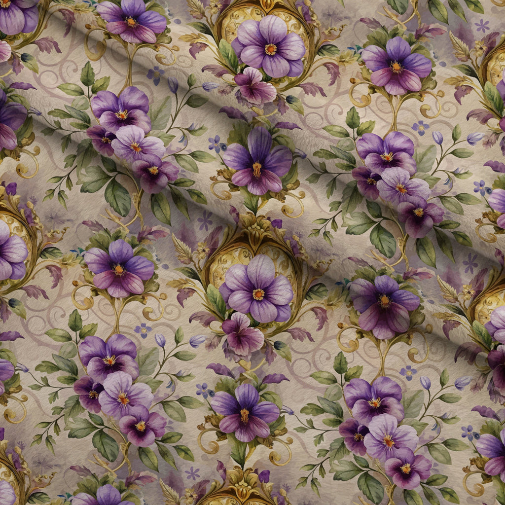 Rococo Blooms Pattern 172 Fleece Fabric — fleece fabric folded close-up preview (mv-fleece-v1:lying)