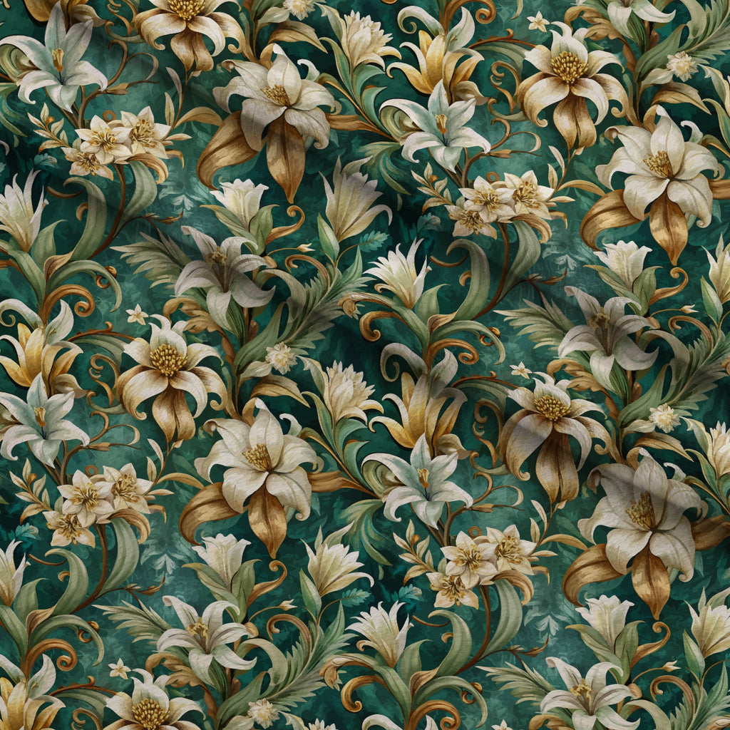 Rococo Blooms Pattern 20 Fleece Fabric — fleece fabric folded close-up preview (mv-fleece-v1:lying)