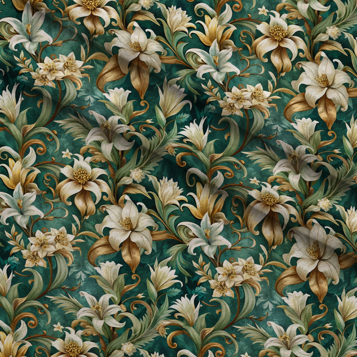 Rococo Blooms Pattern 20 Fleece Fabric — fleece fabric folded close-up preview (mv-fleece-v1:lying)