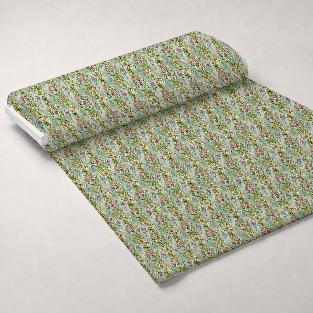 Rococo Blooms Pattern 215 Fleece Fabric — fleece fabric unrolled bolt preview (mv-fleece-v1:bolt)