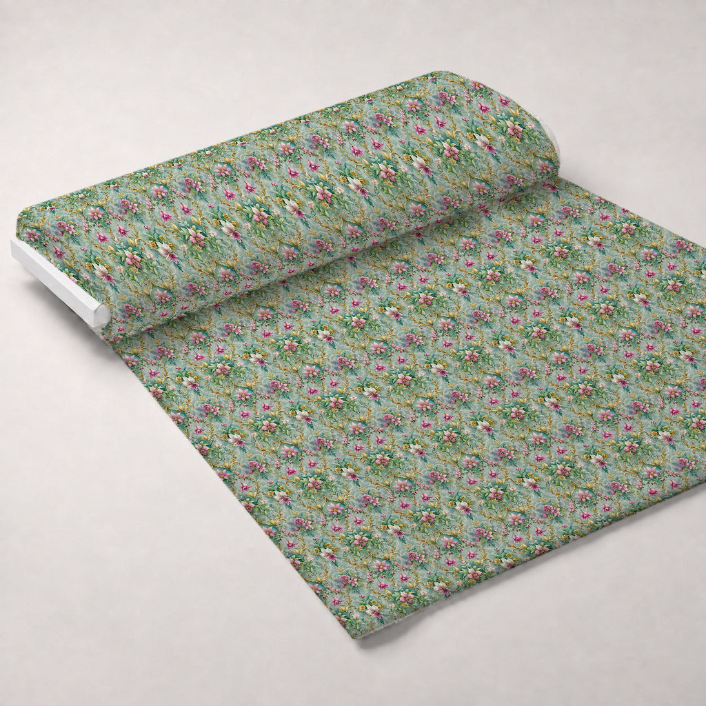 Rococo Blooms Pattern 216 Fleece Fabric — fleece fabric unrolled bolt preview (mv-fleece-v1:bolt)