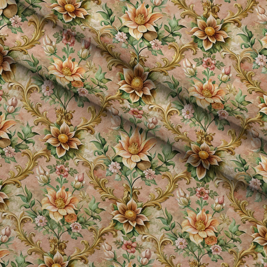 Rococo Blooms Pattern 229 Fleece Fabric — fleece fabric folded close-up preview (mv-fleece-v1:lying)