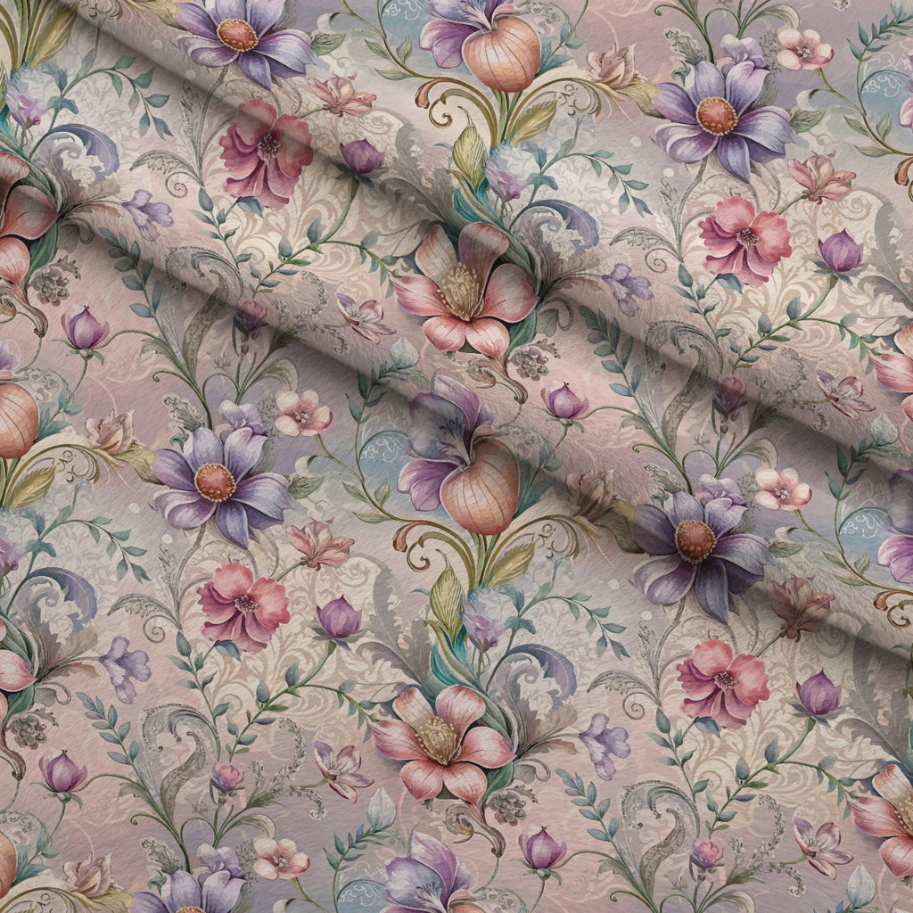Rococo Blooms Pattern 232 Fleece Fabric — fleece fabric folded close-up preview (mv-fleece-v1:lying)