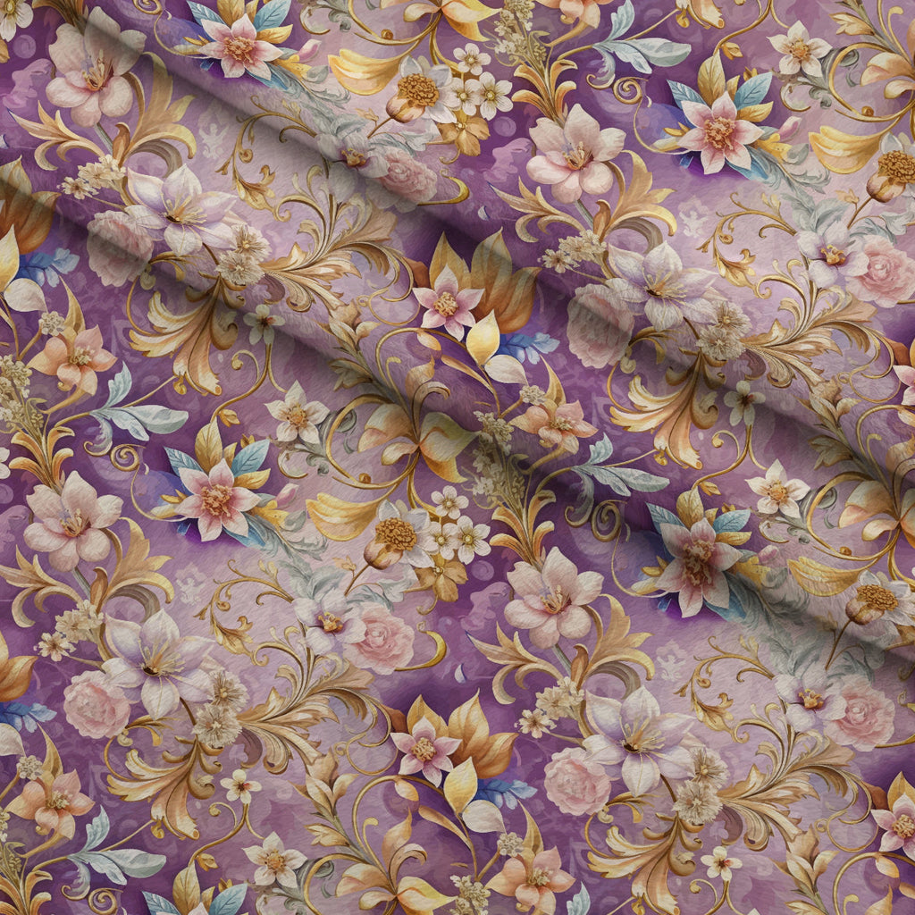Rococo Blooms Pattern 239 Fleece Fabric — fleece fabric folded close-up preview (mv-fleece-v1:lying)