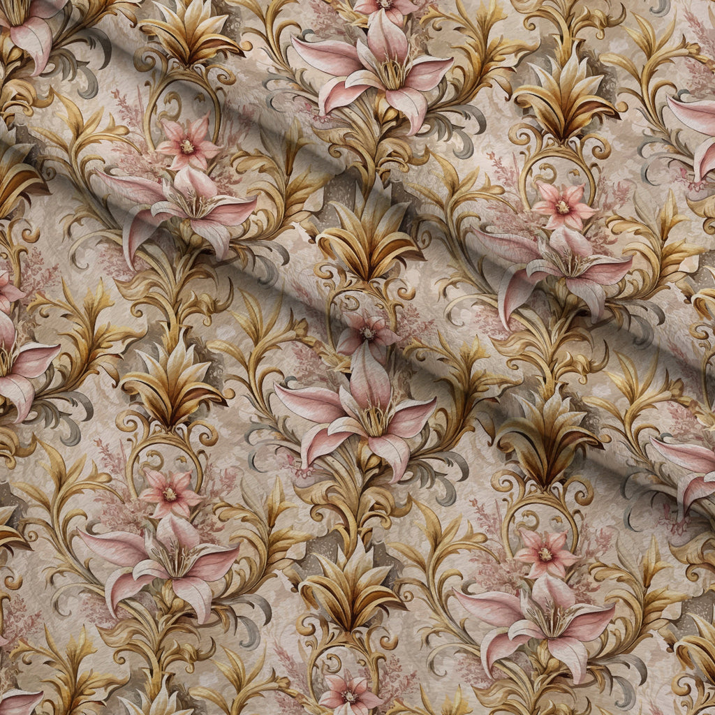 Rococo Blooms Pattern 33 Fleece Fabric — fleece fabric folded close-up preview (mv-fleece-v1:lying)