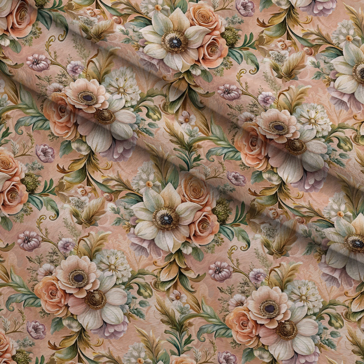 Rococo Blooms Pattern 35 Fleece Fabric — fleece fabric folded close-up preview (mv-fleece-v1:lying)