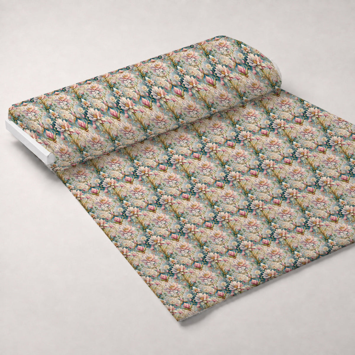 Rococo Blooms Pattern 37 Fleece Fabric — fleece fabric unrolled bolt preview (mv-fleece-v1:bolt)