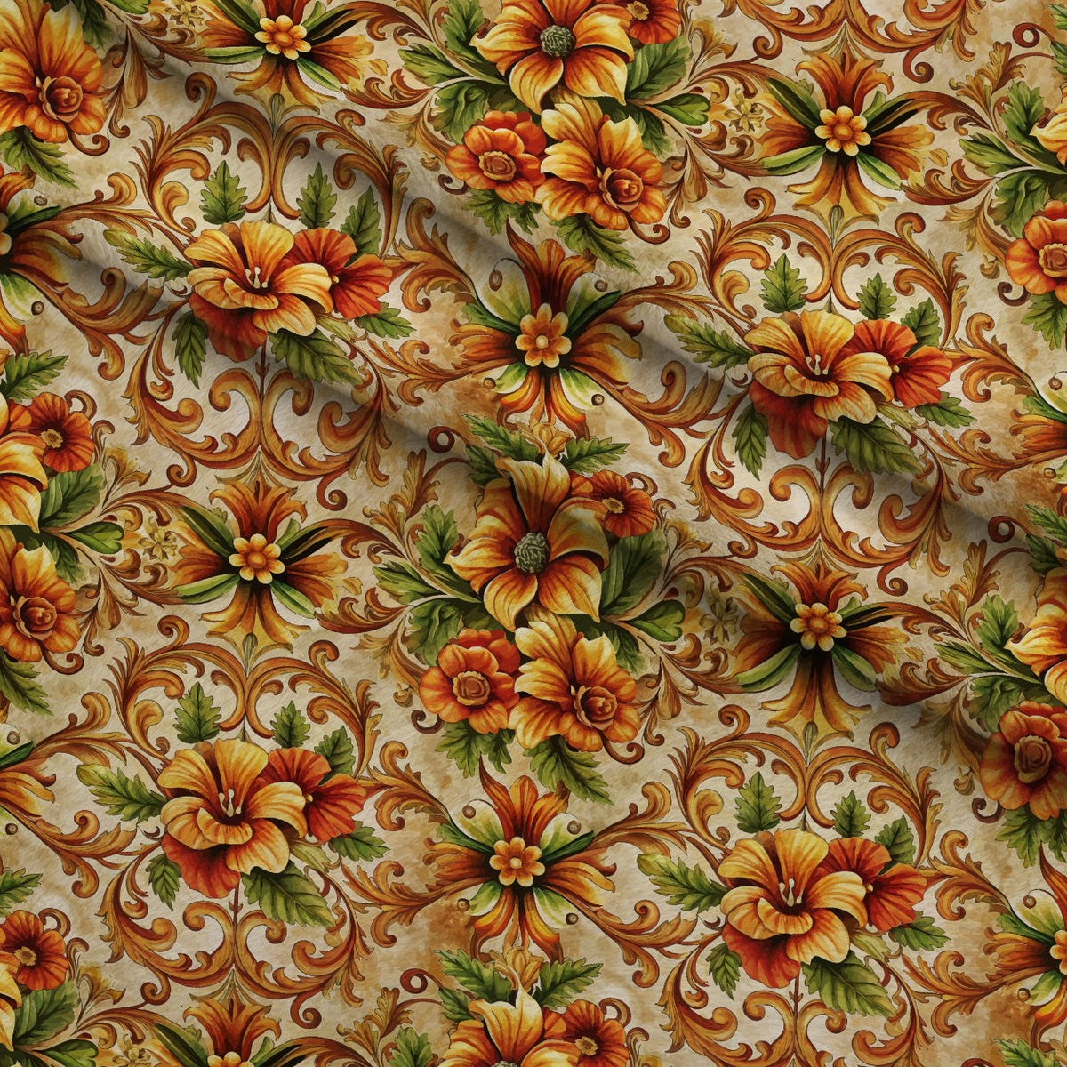 Rococo Blooms Pattern 40 Fleece Fabric — fleece fabric folded close-up preview (mv-fleece-v1:lying)